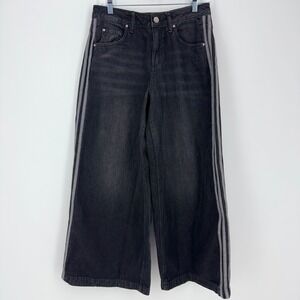 Adidas Y2K Pants Women Size‎ 26/30 Black Originals Adicolor Denim Adilenium New